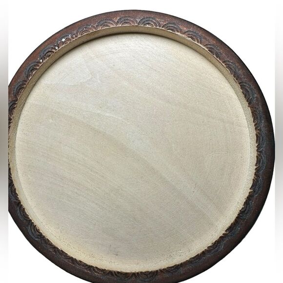 Vtg Wood carved flower heart painted trinket jewelry box. 5 in across 2 in tall - Picture 5 of 6